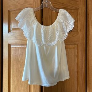 White lace off the shoulder top